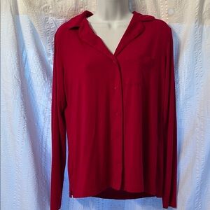 NWT Soma Red Button-Front Long Sleeve Pajama Top size medium